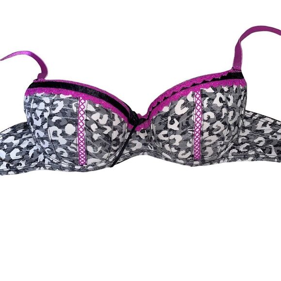 Candies underwire padded push up bra white floral and pink bra SZ 34A - Picture 2 of 4